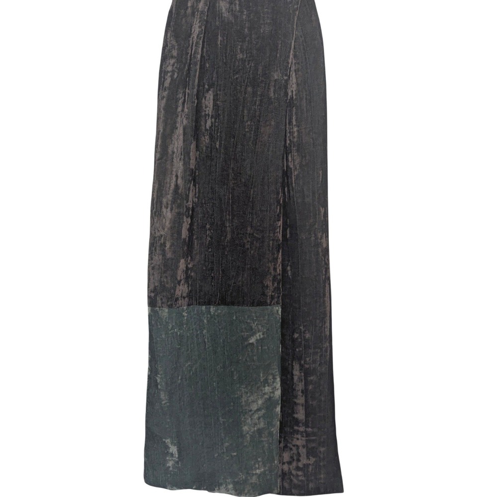 NUNO Japan Crushed Velvet Scarf Two Tone Grey Green Pleated Textile  accessory